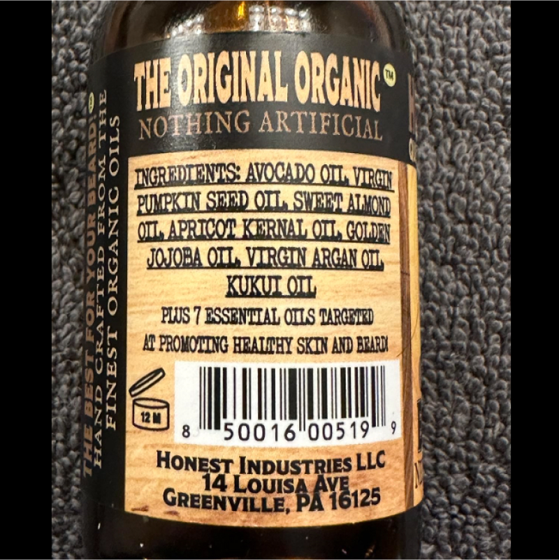 honest amish - classic beard oil ingredients